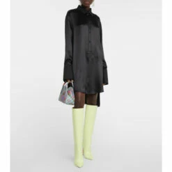 Best Sale 🎉 Paris Texas Croc-embossed Leather Knee-high 🥾 Boots 👏