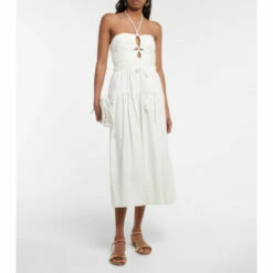 Discount ❤️ Ulla Johnson Emmaline Halterneck Cotton Poplin Midi 👗 Dress ⭐