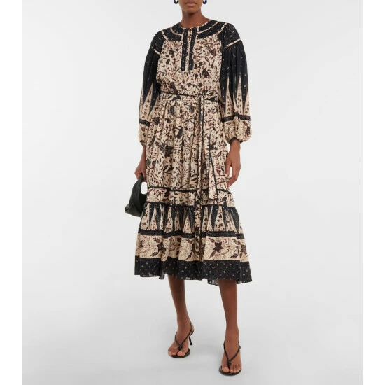 Budget ❤️ Ulla Johnson Kemala Self-tie Printed Midi 👗 Dress 🔥 3 Budget ❤️ Ulla Johnson Kemala Self-tie Printed Midi 👗 Dress 🔥