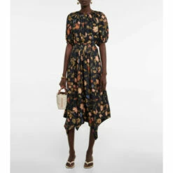 Coupon 😉 Ulla Johnson Cybil Floral Silk Charmeuse Midi 👗 Dress 😀