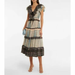 Coupon 🤩 Ulla Johnson Arisa Ruffled Printed Silk 👗 Dress 🌟