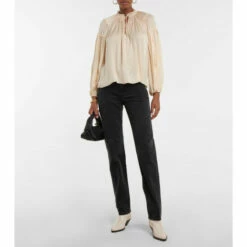 Outlet ✨ Ulla Johnson Maeve Ruffle-trimmed Plissé Blouse 🎁